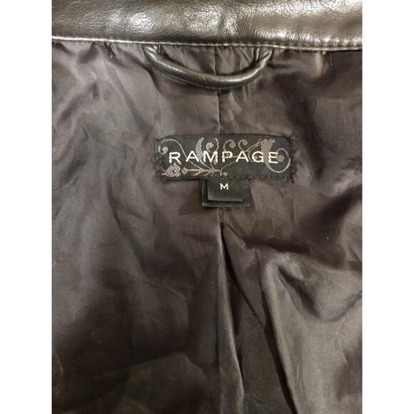 Vtg Y2K 90s Rampage Faux Leather Black Jacket Ruffle Women's M - Picture 12 of 14